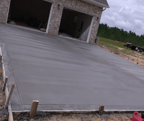 Concrete driveway installation in progress